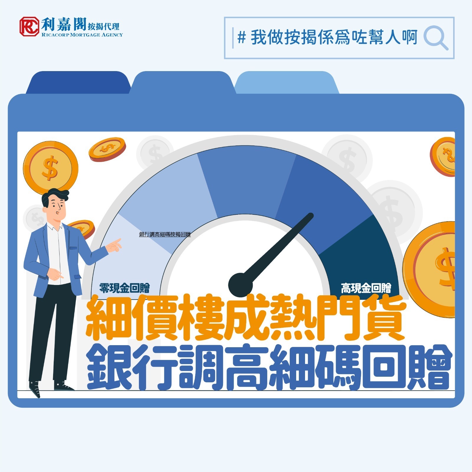 市場回暖，除了歸因於減息和政府一系列放寬措施，中小型銀行近期進取的態度，包括其大幅調高按揭現金回贈比率，亦增加了買家選擇承造按揭的意欲。去年第三季，坊間的按揭計劃的現金回贈普遍仍維持在0.2%至0.5%水平，惟自第四季開始，部分中小型銀行率先開始提供高達1%回贈。有些銀行更針對特定客群——如透過專才入境計劃來港的人士——提供額外0.2至0.3%的回贈優惠，這些措施正好配合市場氣氛的轉變。
